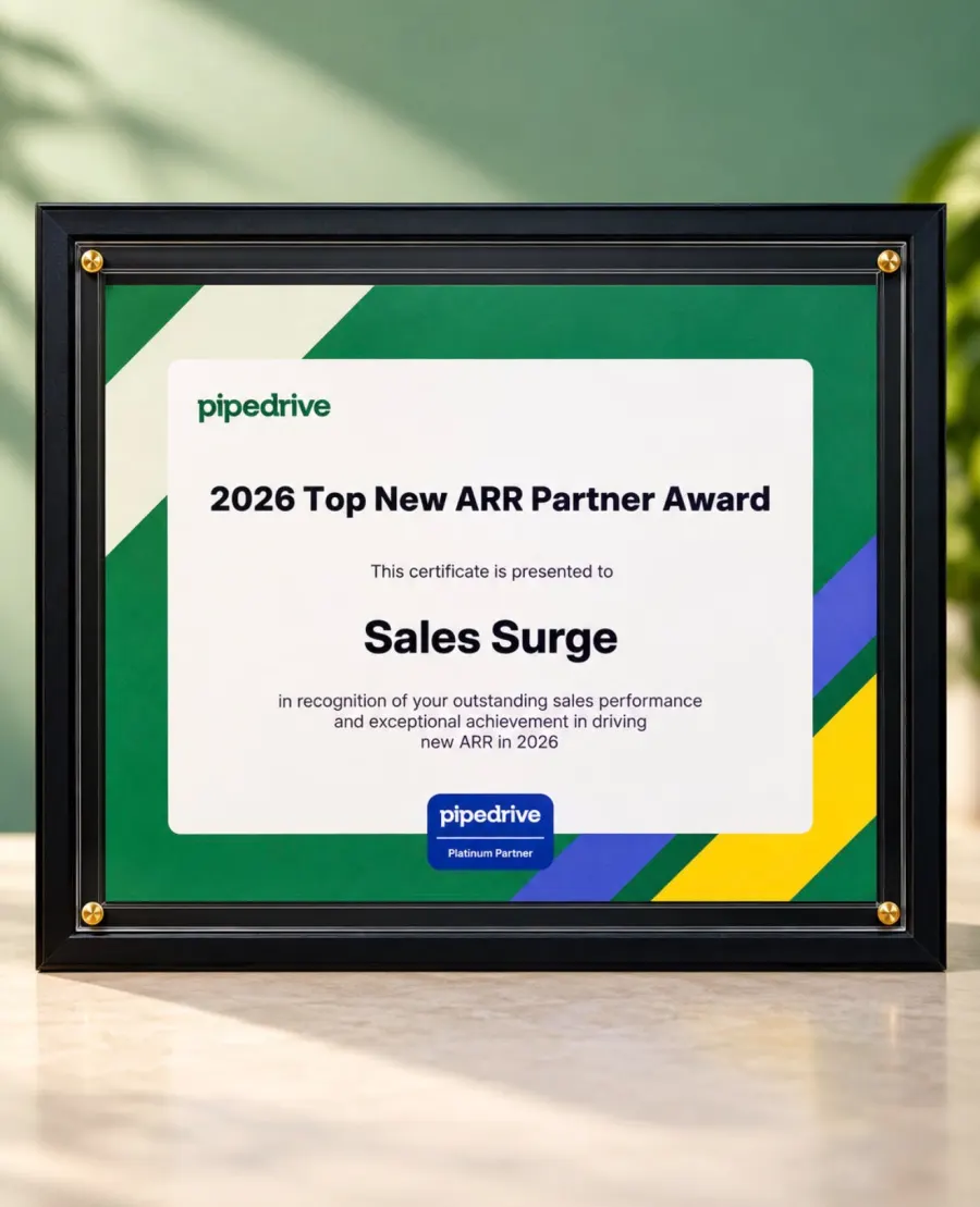 Pipedrive 2026 Top New ARR Partner Award presented to Sales Surge